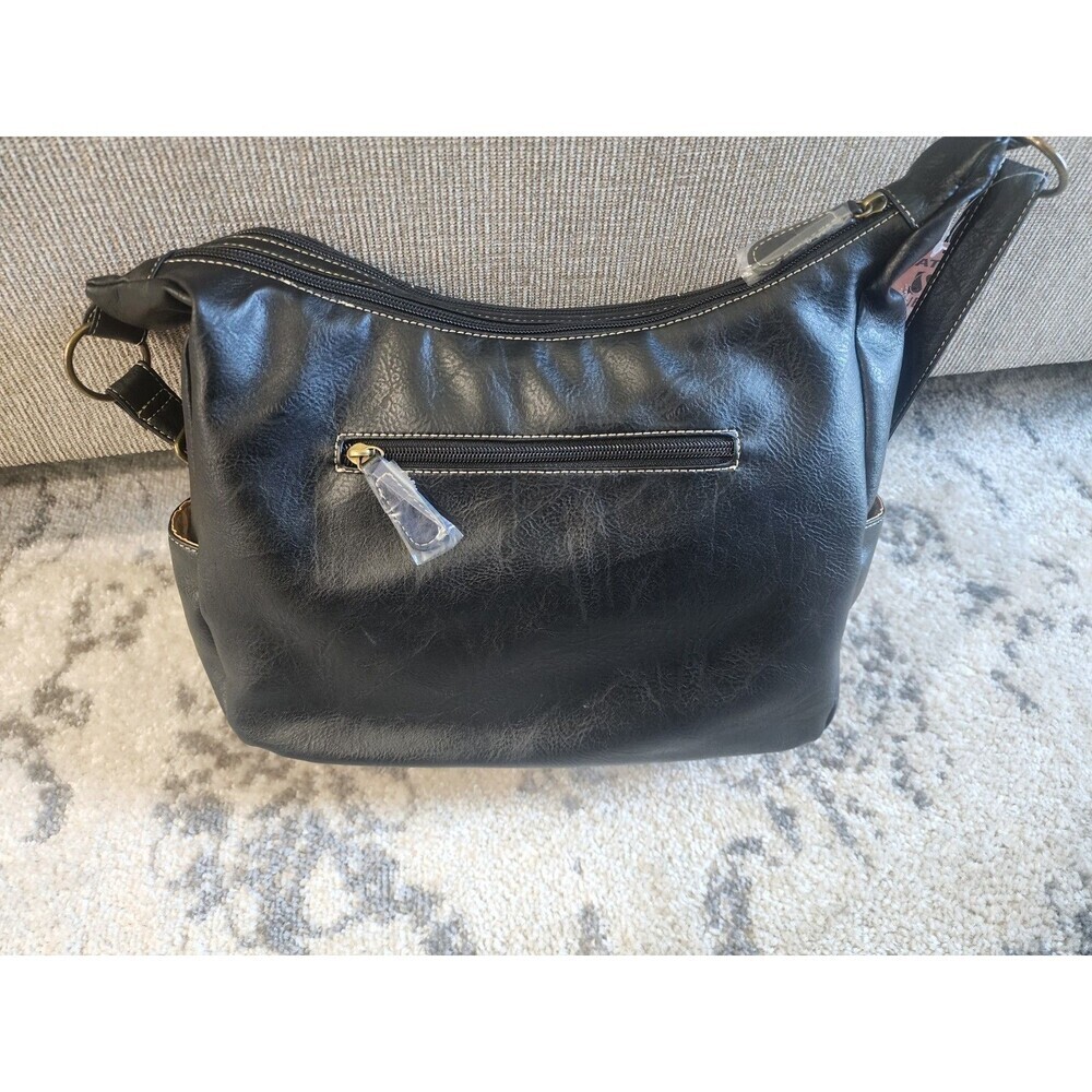 NEW Stone & Co. Multi-Pocket Hobo Shoulder Bag, Black, Leather Blend KYLIE 68559 - Picture 5 of 6